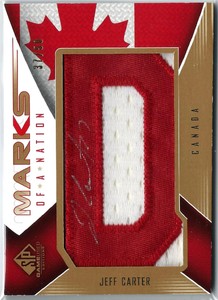 2009-10 UD SP Game Used Marks of a Nation Jeff Carter "D" - Team Canada