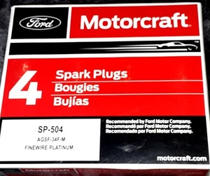 Set Of 4 Motorcraft SP-504 Spark Plugs 1998-2008 Ford AGSF34FM OEM 5072 New Box. - Picture 1 of 5