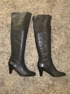 Carvela Black Leather Over-the-Knee Boots - UK Size 6.5 EU 40 - Picture 1 of 7