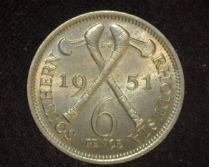 SOUTHERN RHODESIA 1951 SIXPENCE KM21 CHOICE ABOUT UNCIRCULATED ~C60 - Picture 1 of 2