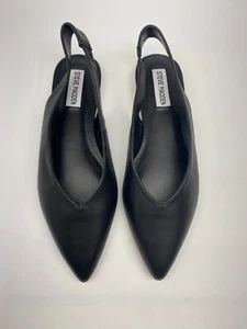 Steve Madden Womens Black Pointy Leather Slingback Flat Sz 7 - Picture 1 of 6