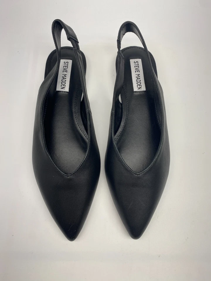 Steve Madden Mujer Negro Cuero Puntiagudo Eslinga Plana Talla 7  Foto 1 de 4