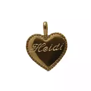 Vintage Gold Heart Pendant with etched name - HEIDI - Picture 1 of 2