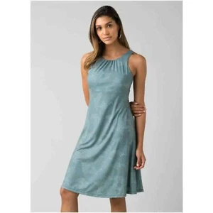 Prana Skypath Dress Blue Dotty Print Seafoam Back Cutout NWT Size Small - Picture 1 of 11
