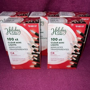 NEW LOT Of 5 Holiday Living 100ct Clear Mini String Lights Indoor/Outdoor - Picture 1 of 4