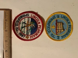 TWO Vntg  Lincoln Pilgrimage Springfield Illinois Boy Scout Patches 1987 & 1989 - Picture 1 of 3