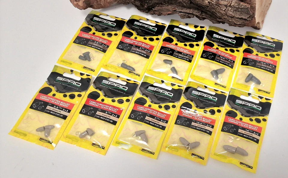 Spro Camouflage Tungsten Bullet Sinkers 3,5g 5g 7g 10g 14g Matt Green Gravel Pit - Bild 1 von 1