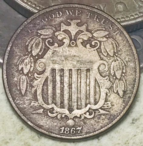 1867 Shield Nickel 5 Cents 5C Ungraded Choice No Rays US Coin CC18603 Cover