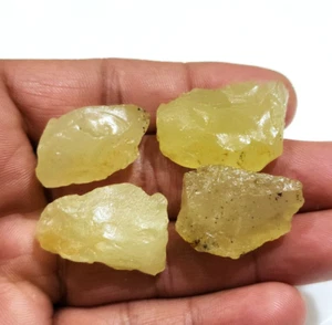 Fantastic Yellow Heliodor Raw 4 Piece Size 25-29 mm Loose Gemstone For Jewelry - Picture 1 of 5