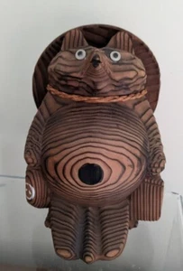 Shou-sugi-ban Japanese Tanuki Sculpture Toy Vintage MCM - Artist Signed - Picture 1 of 17
