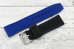 Nuovo Cinturino Silicone Universale Varie Misure Black e Blue Fibbia Acciaio - Picture 1 of 5