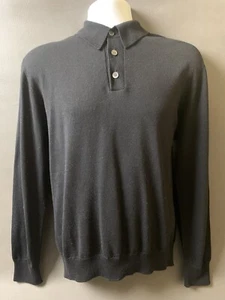 Land's End schwarz 1/4 Knopf 100 % Wolle Pullover, Herren Medium 38-40 - Bild 1 von 11