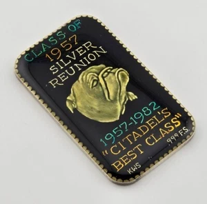 Class Of 1957-1982 Silver Reunion The Mint Bulldog UK Enamled Art Bar 1oz .999 - Picture 1 of 7