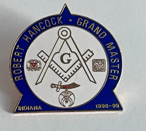 Masonic Grand Master Pin Indiana Robert Hancock Mason Freemason 98-99 - Picture 1 of 3