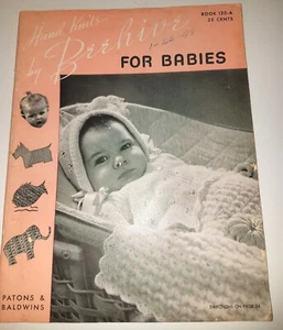 1946 Hand Knits by Bee Hive for Babies # 120-A 58 Pages Patons & Baldwin Vtg - Picture 1 of 7