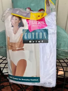 Vintage HANES HER WAY 7 Pairs Womens Cotton Briefs Sz 7 White NOS NEW OLD STOCK - Picture 1 of 2