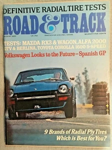 Road & Track August 1972. Radialreifentests, spanischer GP, Mazda RX3 kostenloser Versand - Bild 1 von 3