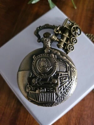 Taschenuhr Dampflok Motiv Farbe Antik Bronze - Bild 1 von 3