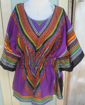 Elastic Waist Dashiki African Blouse Women Traditional Dress Top One Size - Image 1 of 3