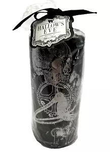 Hallow's Eve Halloween Black 6" Candle Gothic Spooky Skeleton - Picture 1 of 7
