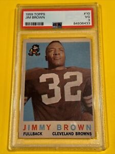 JIM BROWN 1959 Topps Football #10 PSA 3 VG Second Year Browns HOF FREE SHIPPING