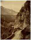 Suisse, Axenstrasse, Lac Des Quatre Cantons, Montagne Vintage print,  Tirage a