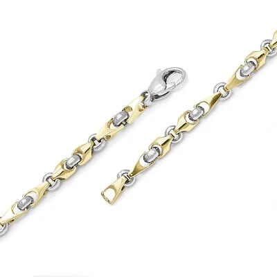 10k Two Tone Gold Solid Handmade Fashion Link Bracelet 8" 5mm 16.6 grams - Image 1 of 3