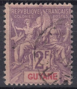 TIMBRE GUYANE TYPE GROUPE 2F N° 48 OBLITERATION TRES LEGERE - A VOIR - Picture 1 of 2