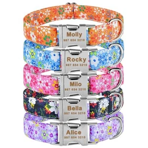 Personalisiertes Hundehalsband Haustier individuelle Gravur Name weiblich männlich Haustiere Blume Medium - Bild 1 von 15