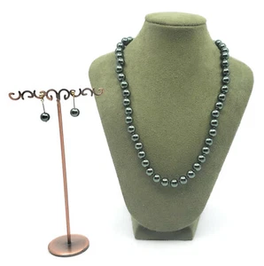 Conjunto de collar de perlas de imitación con pendientes a juego gris oscuro - Imagen 1 de 1