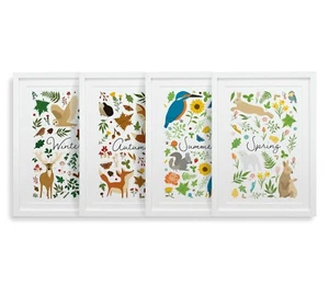 Vier Jahreszeiten Tierillustrationen | Winter Frühling Sommer Herbst | Kinderzimmerwand - Bild 1 von 34