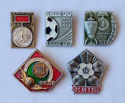 FC Dynamo Kyiv Soviet vintage badge Lot 5x Football Championship USSR Soccer pin - Image 1 of 4