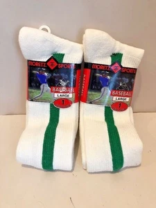 Moretz Sports 2 Pairs Large Baseball Socks White/Kelly Green NEW - Bild 1 von 4