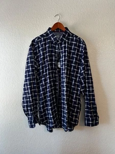 NWT Bugatchi Mens Blue Plaid Shirt Size XXL Button Front Long Sleeve Classic Fit - Picture 1 of 6
