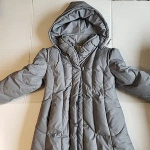 Grand Creations Down Trench Coat Parka Women's 16/Large Hooded Jacket Gray - Picture 1 of 13