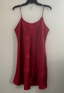 Inner Most Nightgown Lingerie Chemise Size XL Red Satin Embroidered HEARTS Y2K - Picture 1 of 12