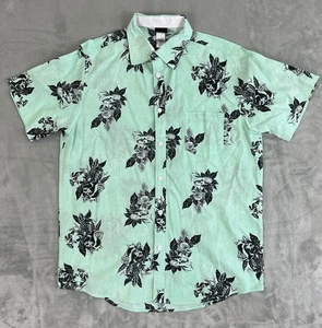 Star Wars Shirt Mens Large Green Black Stormtrooper Floral Button Up Casual - Picture 1 of 6