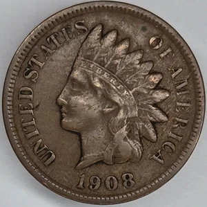 1908-S VF+ Indian Head Cent - Key Date - Picture 1 of 2