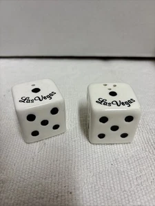 Las Vegas White Set Pair of Dice Vintage Salt and Pepper Shakers  - Picture 1 of 7