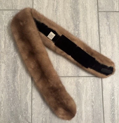 VTG 50s Gluck’s Mink Fur Stole Collar w Clips Made In USA Velvet Lining Glamour - Image 1 of 4