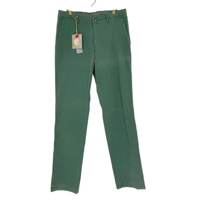 Pantalones para hombre Robert Graham verde salvia sarga de algodón pierna recta 34 ¡MANCHAS DAÑADAS! Foto 1 de 4