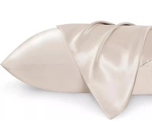 Bedsure King Size Satin Pillowcase Set of 2 - Beige Silky Pillow Cases for Hair - Picture 1 of 10