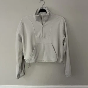Lululemon Athletica Brushed Softstreme Ribbed Half Zip Pullover Cream Sz 4 W3GE8 - Picture 1 of 13