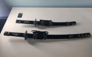 Pair of Japanese Samurai Ninja Katana Swords Cosplay Black - Picture 1 of 8