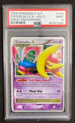 Pokemon Cresselia LV.X Holo 2008 Great Encounters 103/106 PSA 9 Pokemon Card - Image 1 of 2