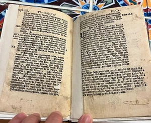 1539 English Bible New Testament leafs Tyndale Taverner feeding 5000 women well - Picture 1 of 16