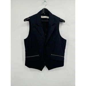 KILL CITY Slick Gun Metal Gray Pin Striped Zipper Vest Size M - Picture 1 of 12
