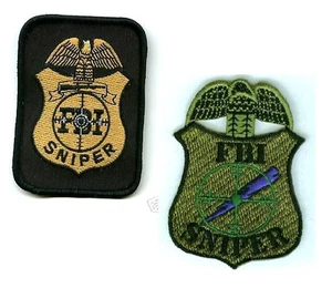 FBI F.B.I. SNIPER SUBDUED SWAT SNIPER FBI 2-PATCH Iron-on SET - Picture 1 of 4