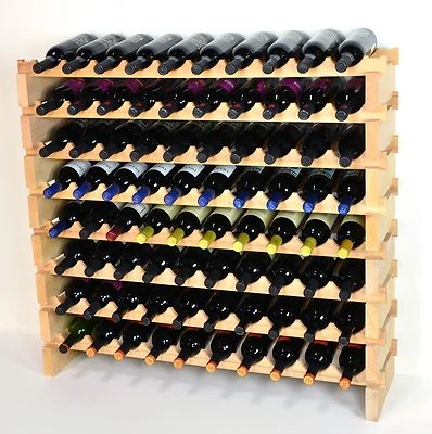 Modular Stackable Wine Rack 40-120 Bottles Capacity Solid Beechwood Racks 10X - Image 1 of 4