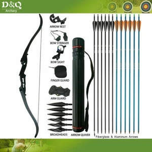 New 40lb Archery Takedown Recurve Bow Set 12xArrows Hunting Kit Right Hand Adult - Picture 1 of 11
